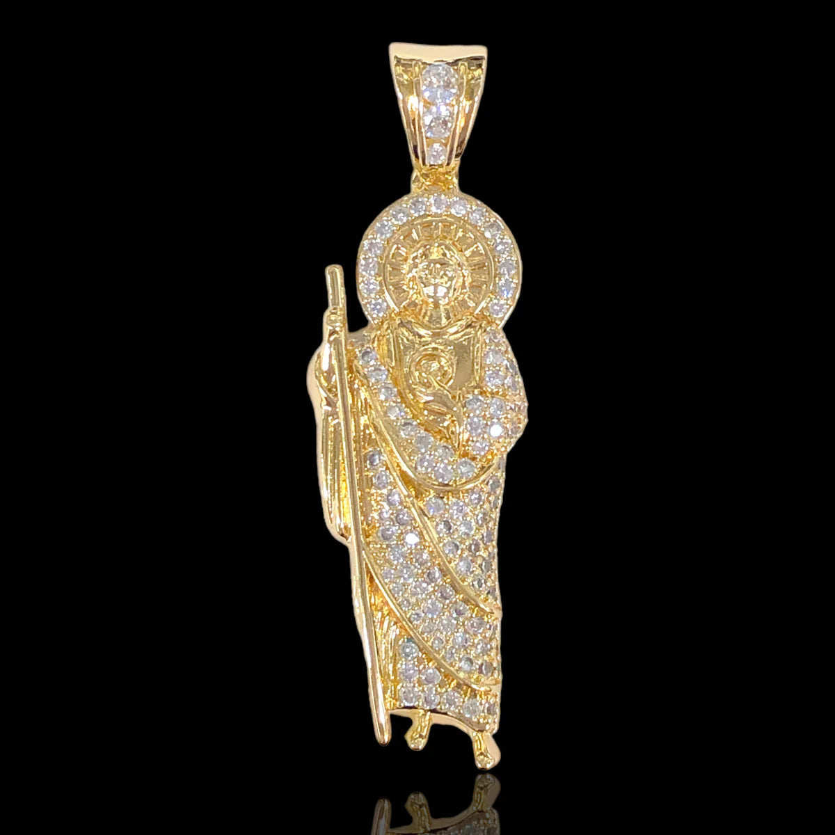 18K Gold Filled San Judas CZ Pendant