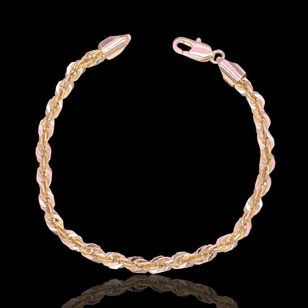18k Gold Filled Florentine Rope Bracelet 4MM