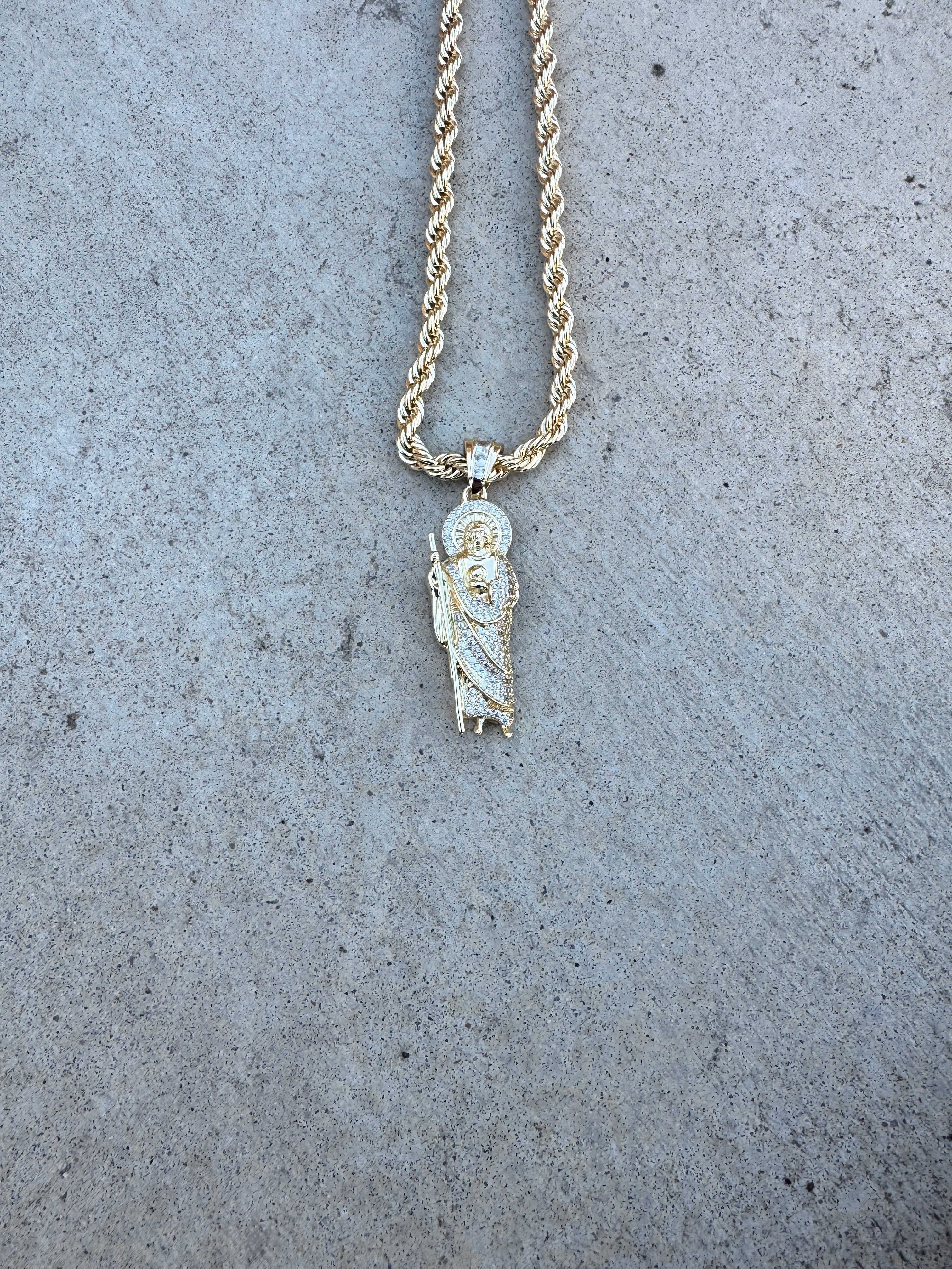 18K Gold Filled San Judas CZ Pendant