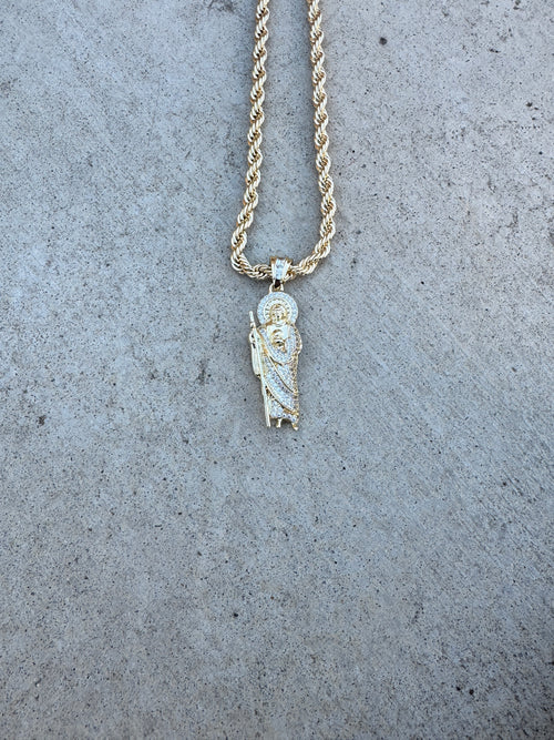 18K Gold Filled San Judas CZ Pendant