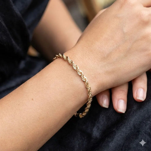 18k Gold Filled Florentine Rope Bracelet 4MM